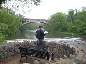 Maureen Seymour conducts angler survey at Brandywine Dam No. 2, May 19, 2008