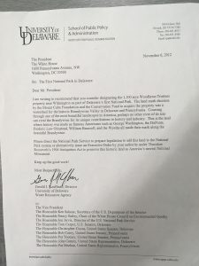 GJMK letter to the President First State National Monument Antiquities Act EO (Nov 6, 2012)